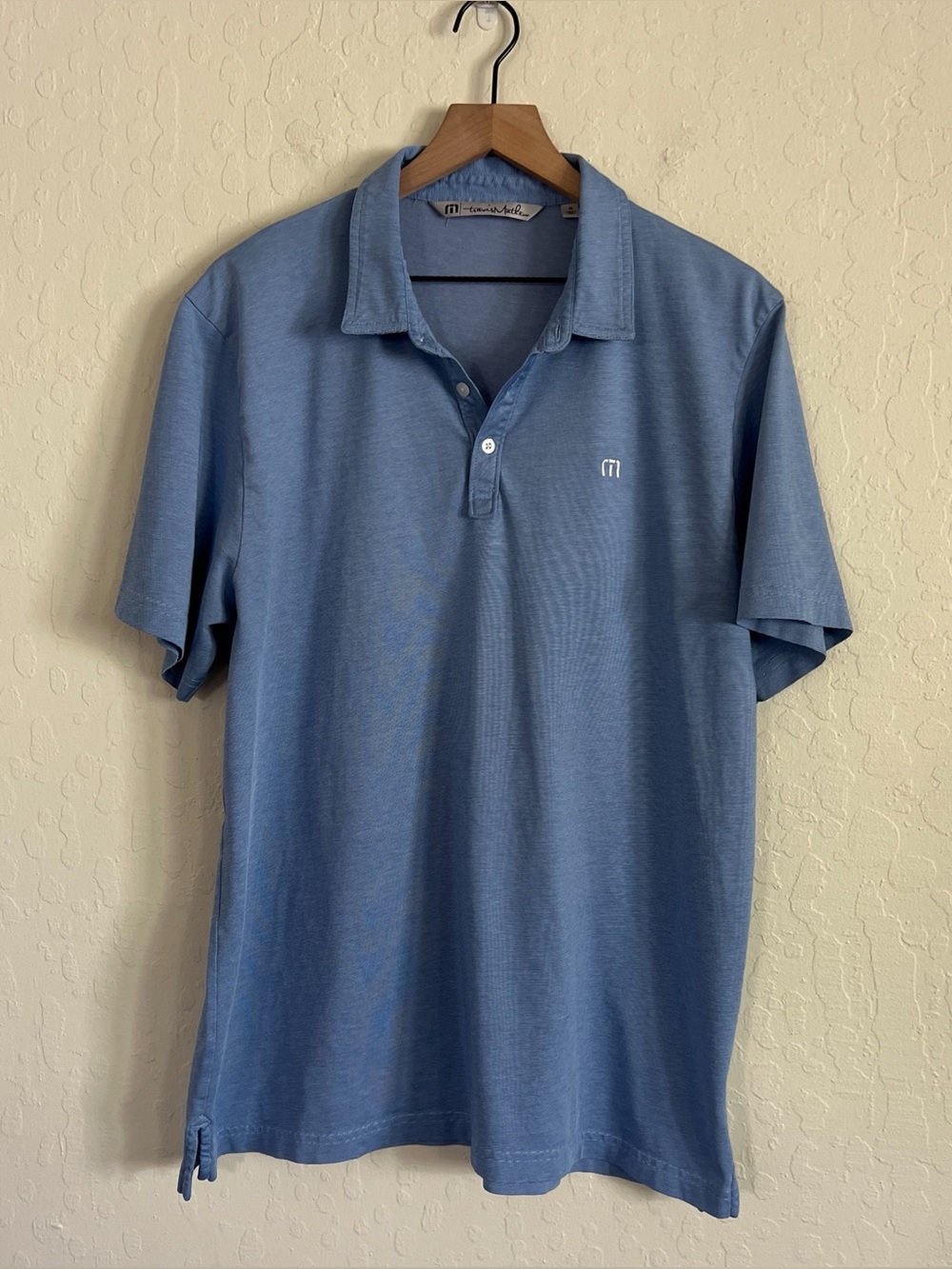 Travis Mathew Short Sleeve Golf Polo XL Light Blue Technical Performance Summer